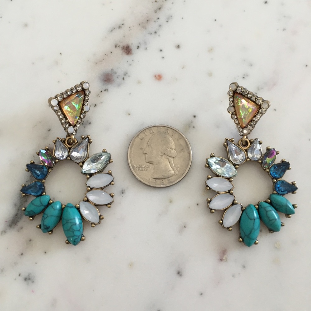 🆑 "Irina" Earrings || Blue & Clear Crystal - Picture 4 of 13